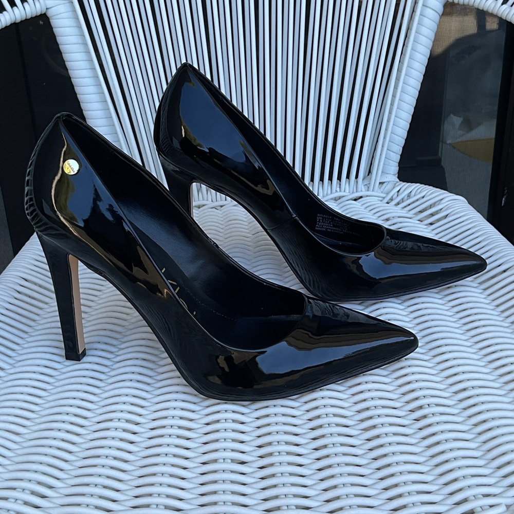 Calvin Klein Black Patent Pointed-Toe Stiletto Pumps